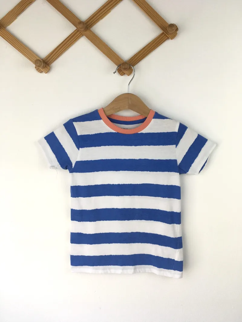 T-Shirt Blue White เสื้อยืดแขนสั้น