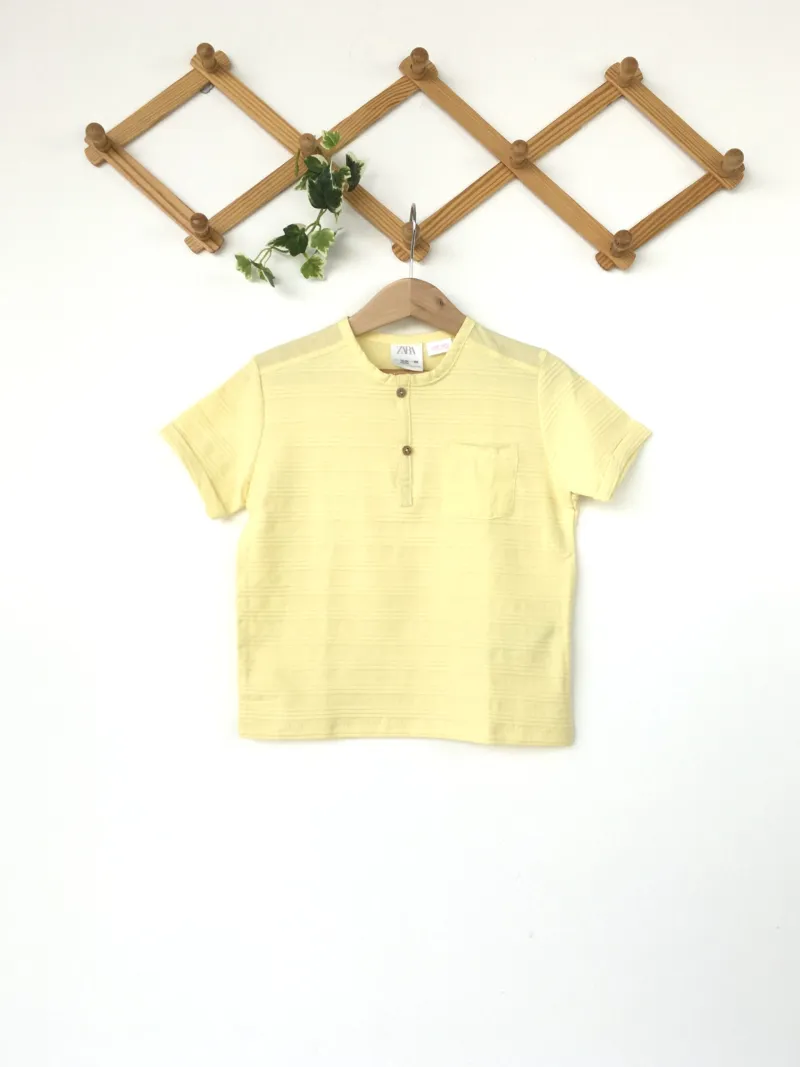 Zara Button-down Collar T-shirt เสื้อยืด Zara คอติดกระดุมแขนสั้น