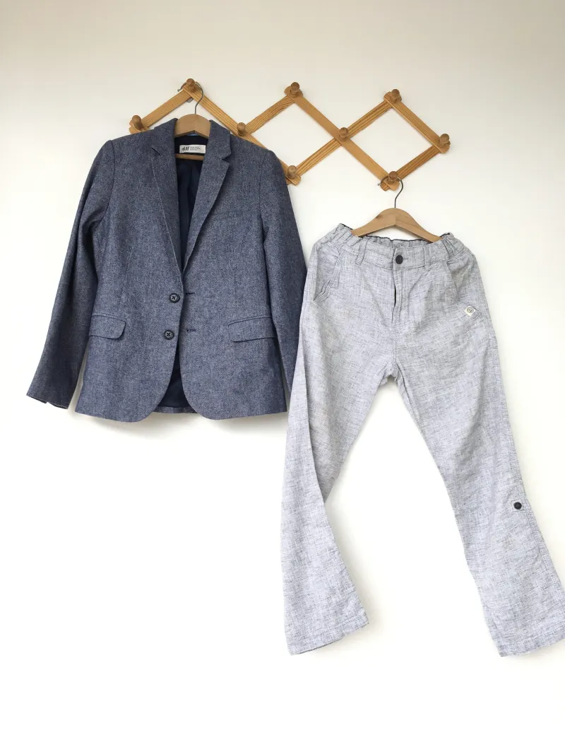 Elbow-patch Cotton Jacket เสื้อแจ็คเก็ต and roll-up trousers กางเกงขายาว แพคคู่