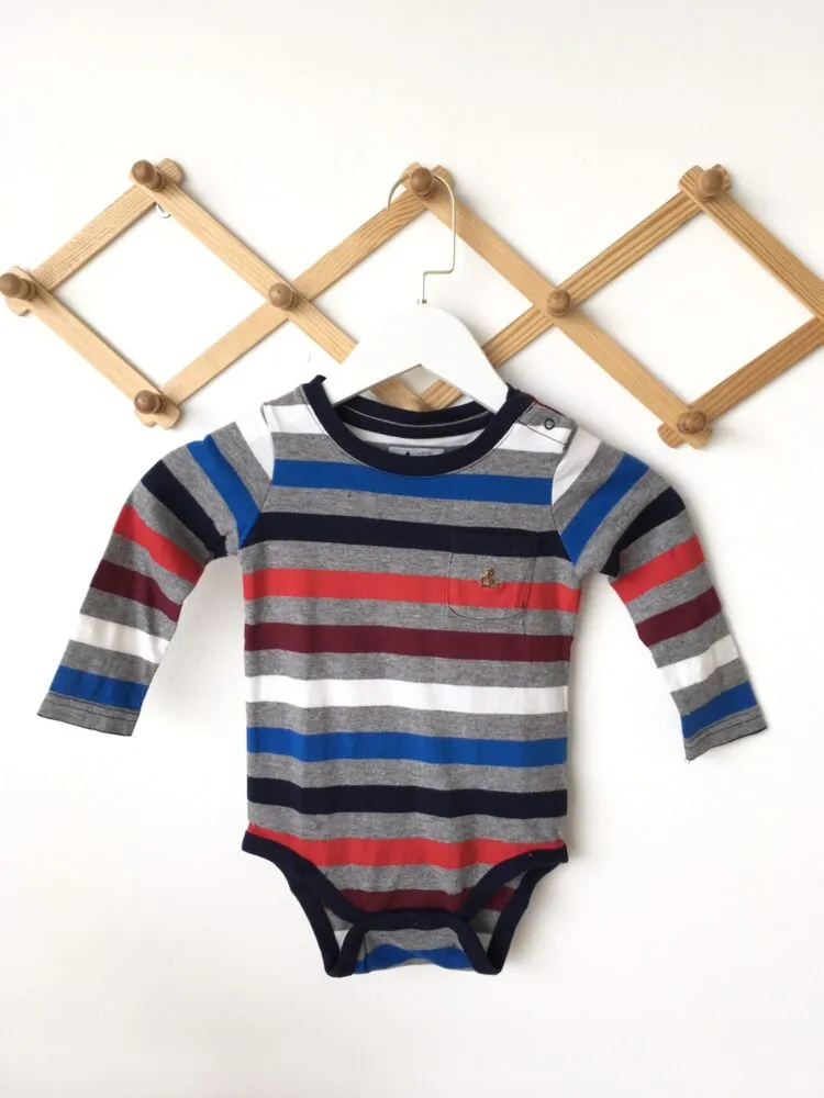 Body suit long sleeve shirt เสื้อบอดี้สูทยาวลายขวาง