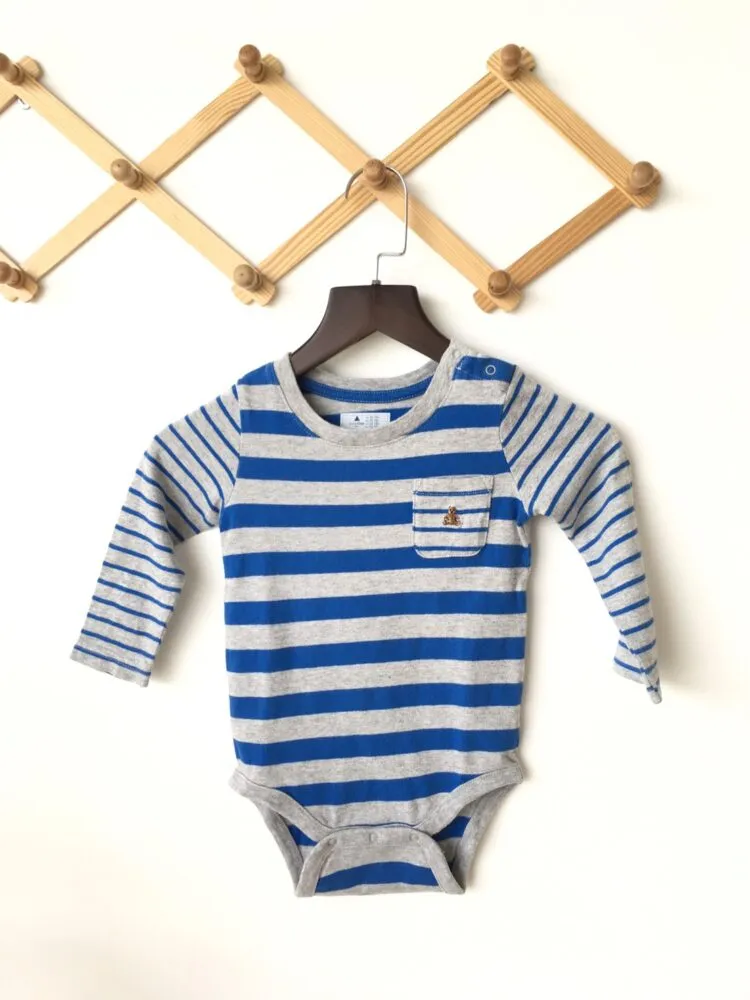 Body suit long sleeve shirt เสื้อบอดี้สูทยาวลายสีน้ำเงินสีเทา