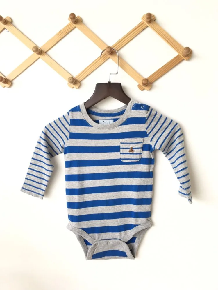 Body suit long sleeve shirt เสื้อบอดี้สูทยาวลายสีน้ำเงินสีเทา